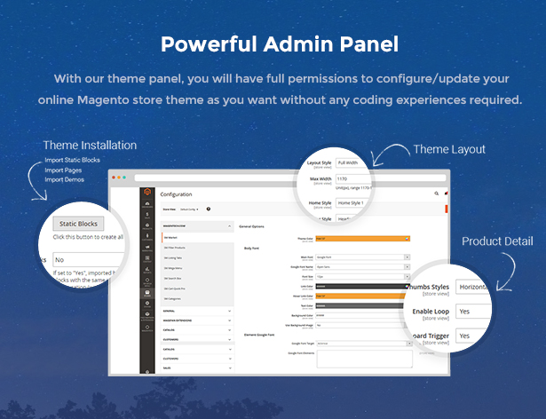 Market - Premium Responsive Magento 2 & 1.9 Store Theme - admin panel