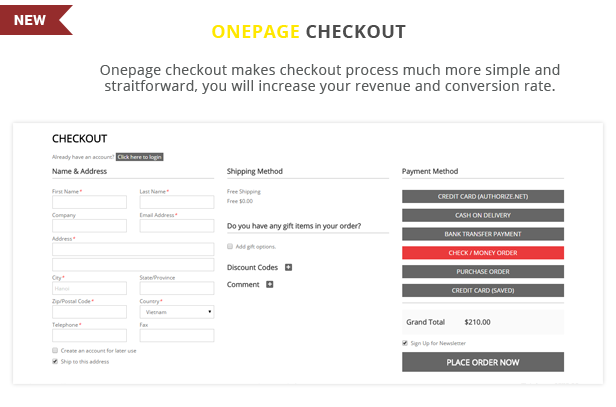 ATstore - Onepage checkout