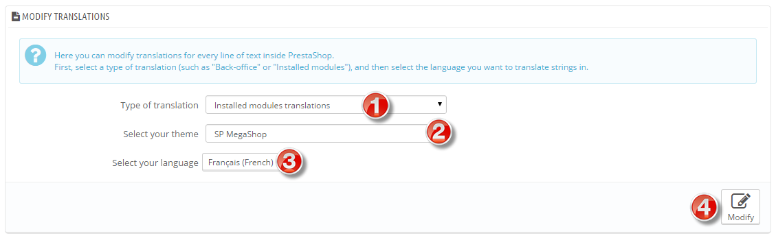 translate installed modules